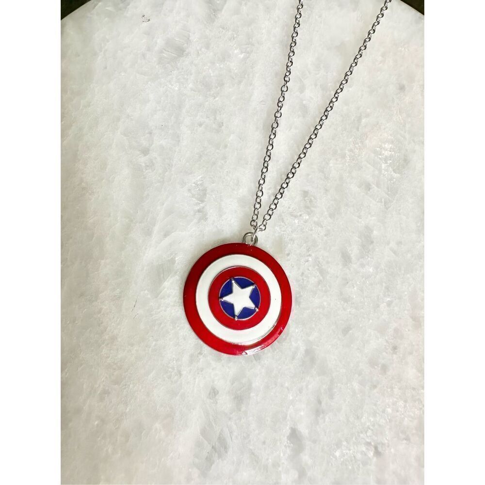 Marvel’s captain America red white and blue shield pendant necklace